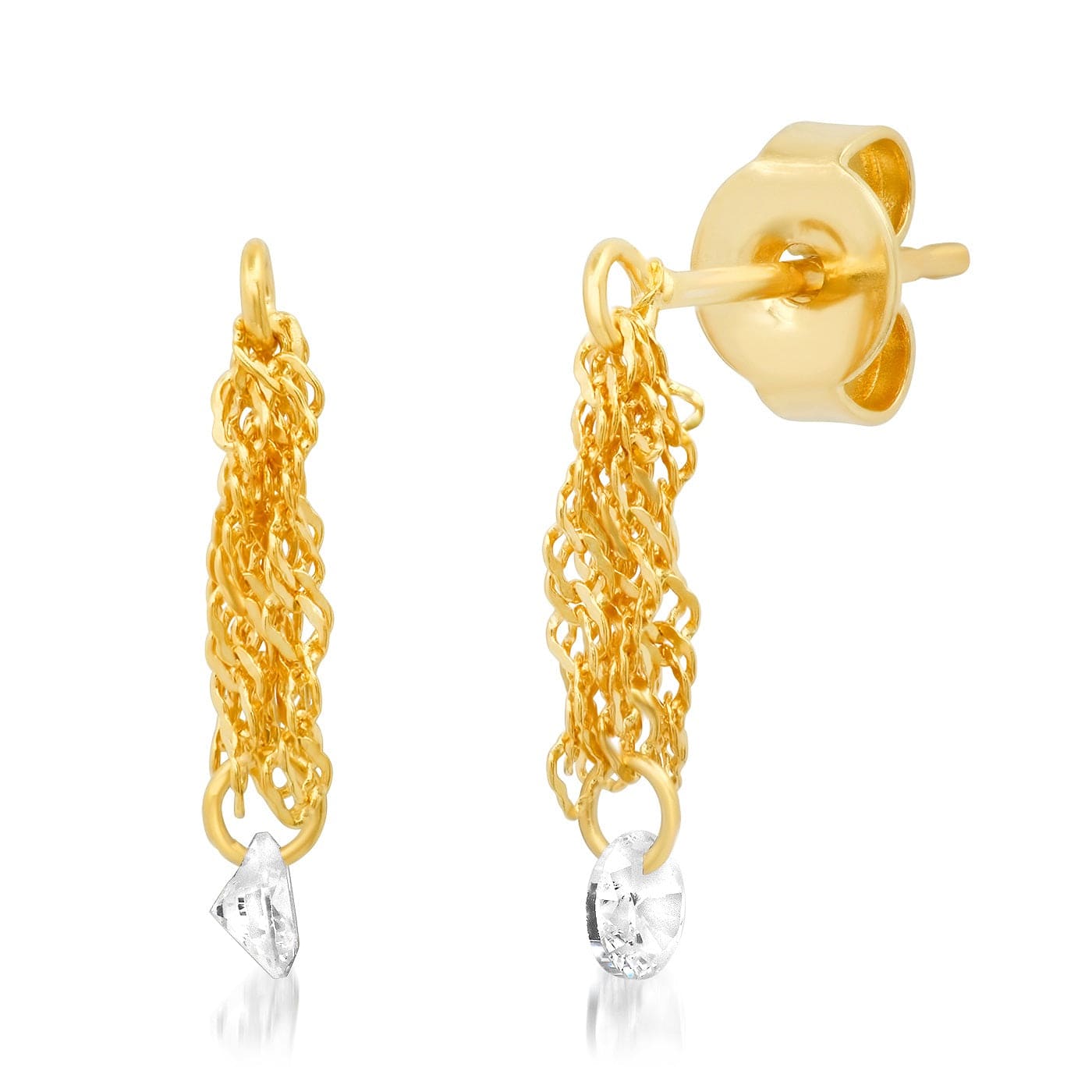 TAI JEWELRY | Chain Cluster Drop Earring with Floating CZ | Earrings |