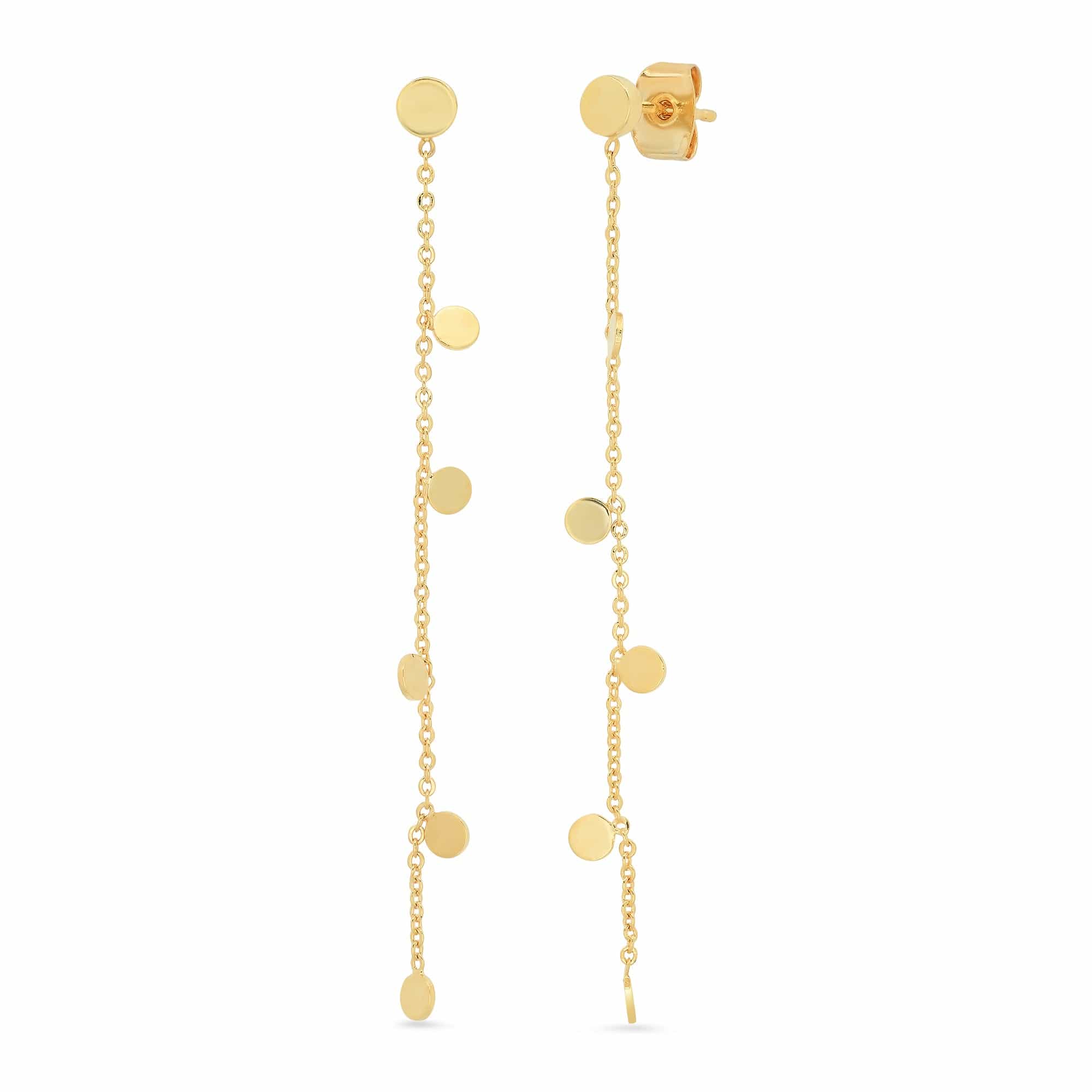 TAI JEWELRY | Chain Dangle Earrings With Circular Disc Charms | Earrings |