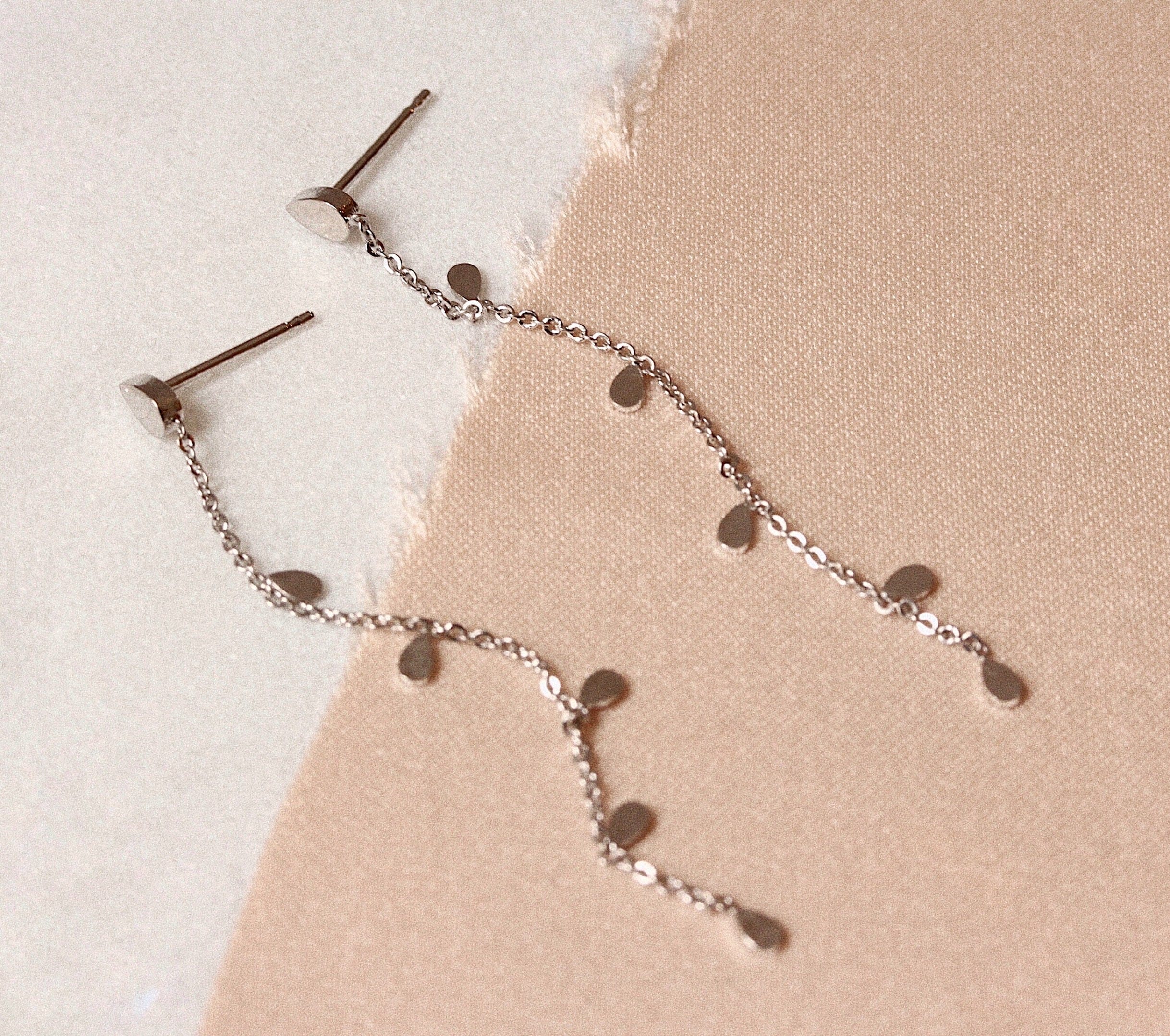 TAI JEWELRY | Chain Dangle Earrings With Teardrop Charms | Earrings |