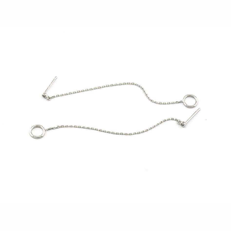TAI JEWELRY Earrings SILVER Chain Threader Earrings With Open Circles