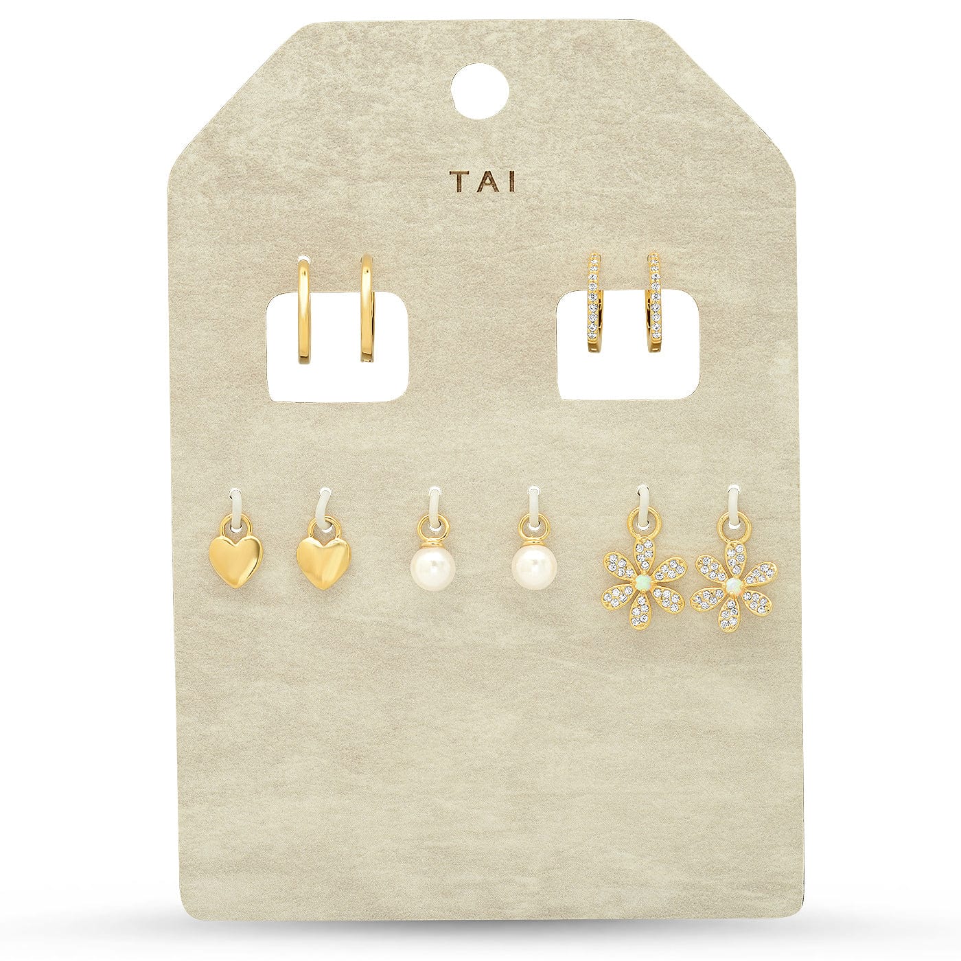 TAI JEWELRY | Charming Huggie Set | 2 Huggies | 3 Charms | Earrings |