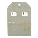TAI JEWELRY | Charming Opal Huggie Set | 2 Huggies | 3 Charms | Earrings |