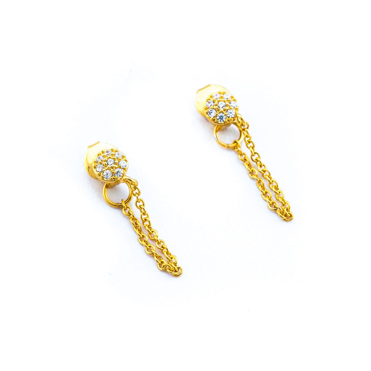 TAI JEWELRY Earrings Circle And Chain Cz Studs