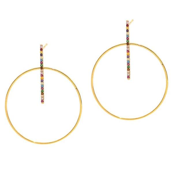 TAI JEWELRY Earrings Circle And Stick Drop Earrings With Colored Stones