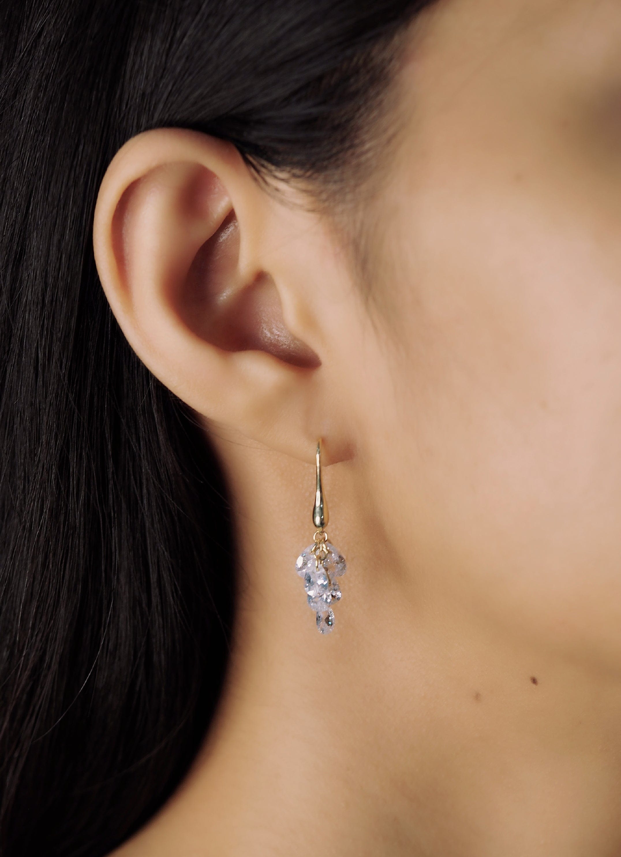 TAI JEWELRY Earrings Clustered Floating Cz Stones On A French Wire