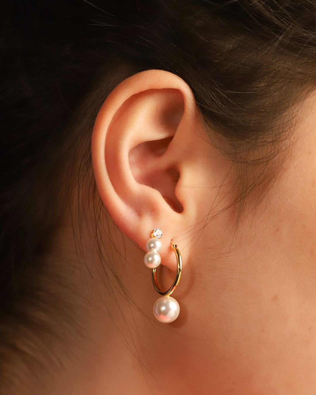 TAI JEWELRY | CZ and Double Pearl Drop Earrings | Earrings |