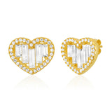 TAI JEWELRY Earrings CZ Baguette Heart Studs