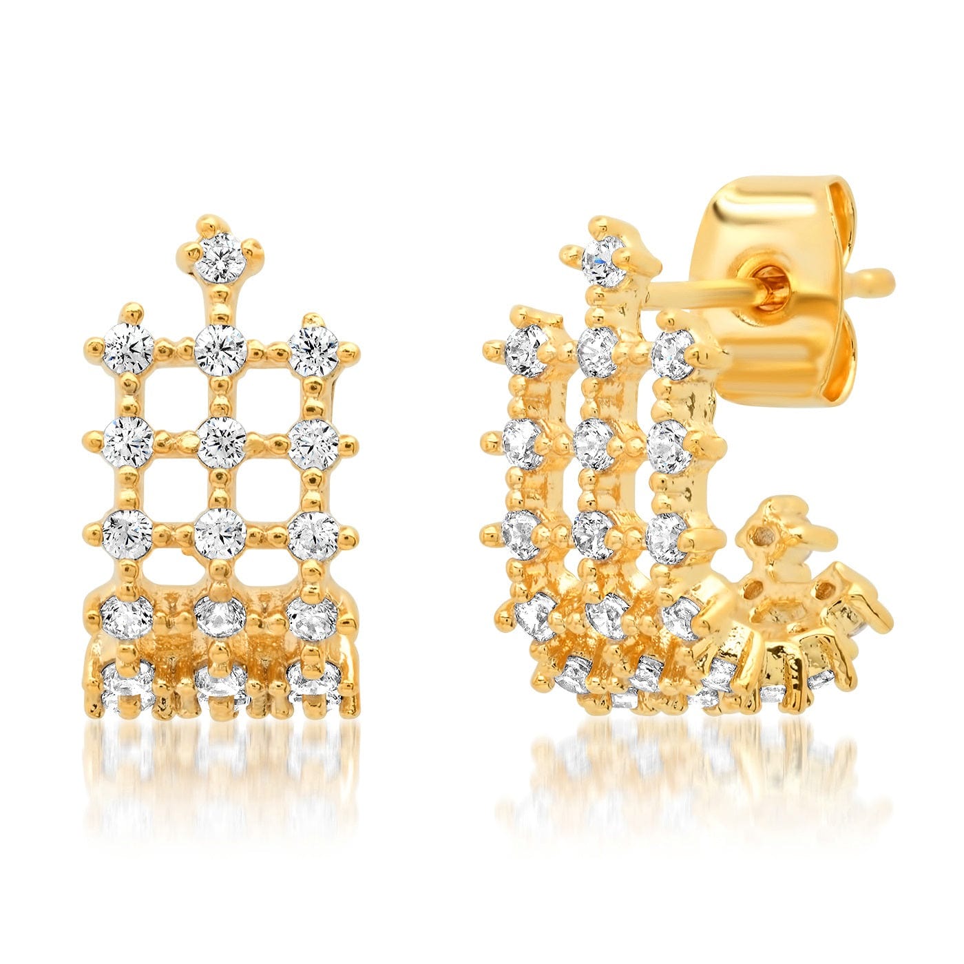 TAI JEWELRY Earrings Cz Basketweave Huggies