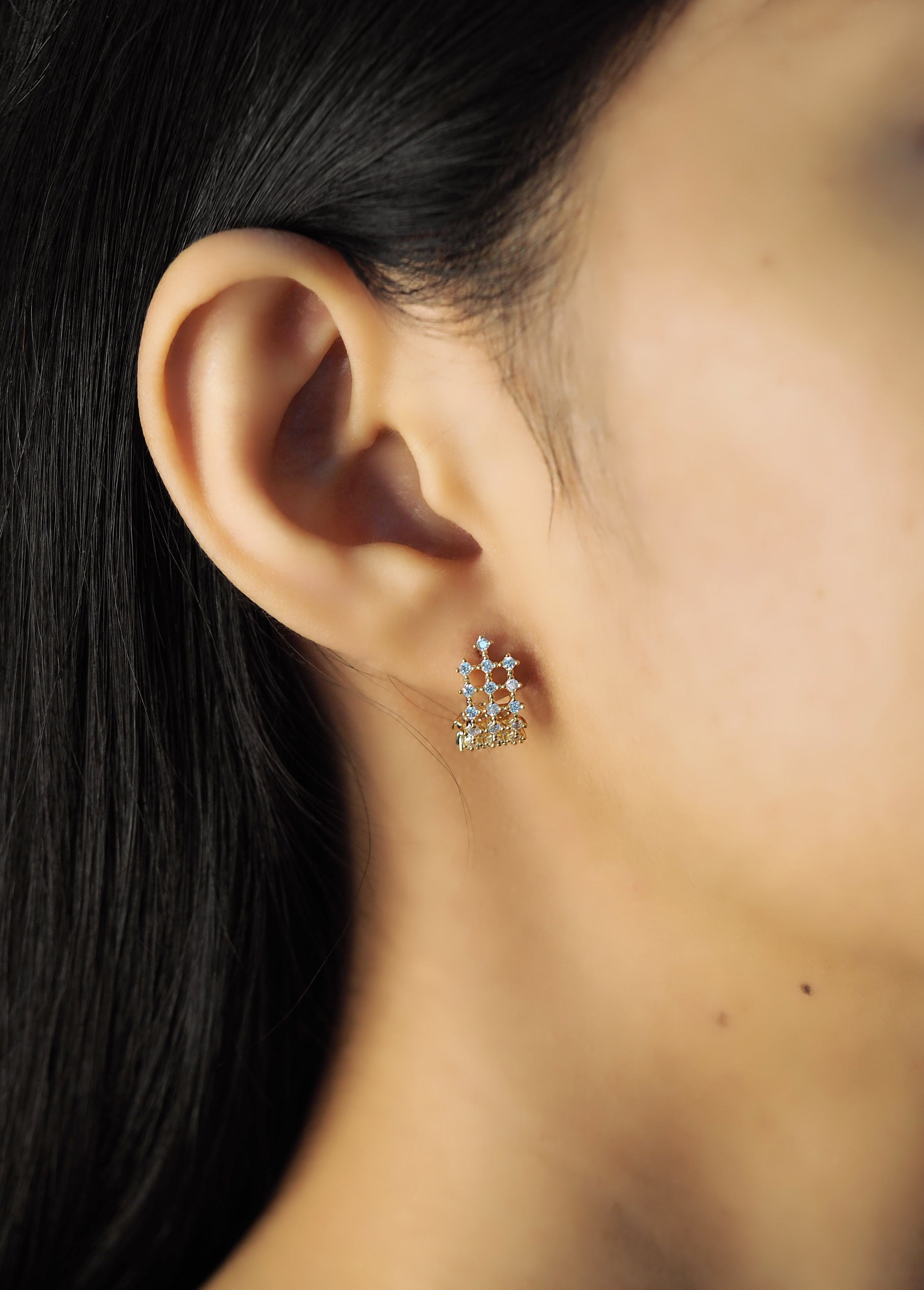 TAI JEWELRY Earrings Cz Basketweave Huggies