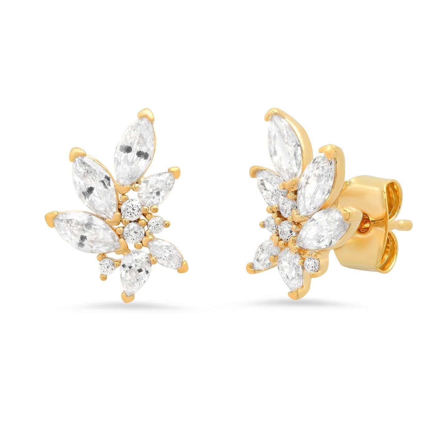 TAI JEWELRY Earrings Cz Cluster Leaf Studs