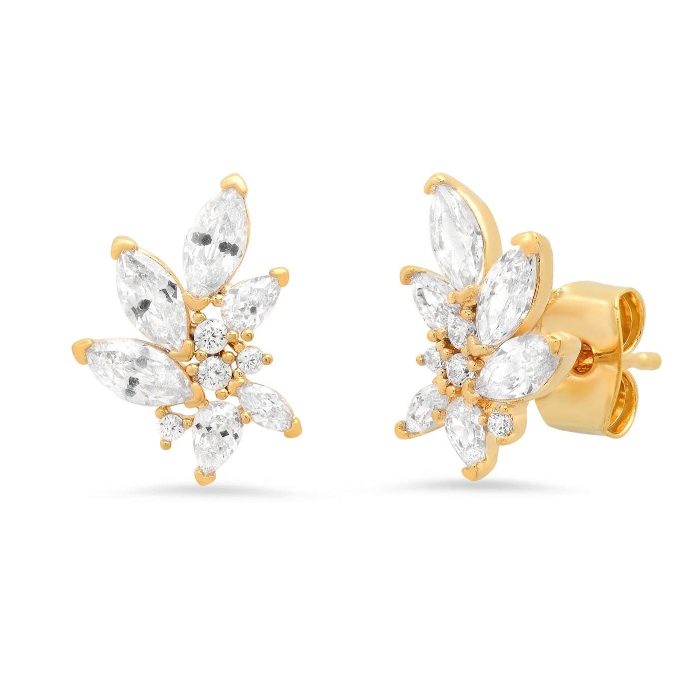 TAI JEWELRY Earrings Cz Cluster Leaf Studs