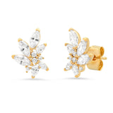 TAI JEWELRY Earrings Cz Cluster Leaf Studs