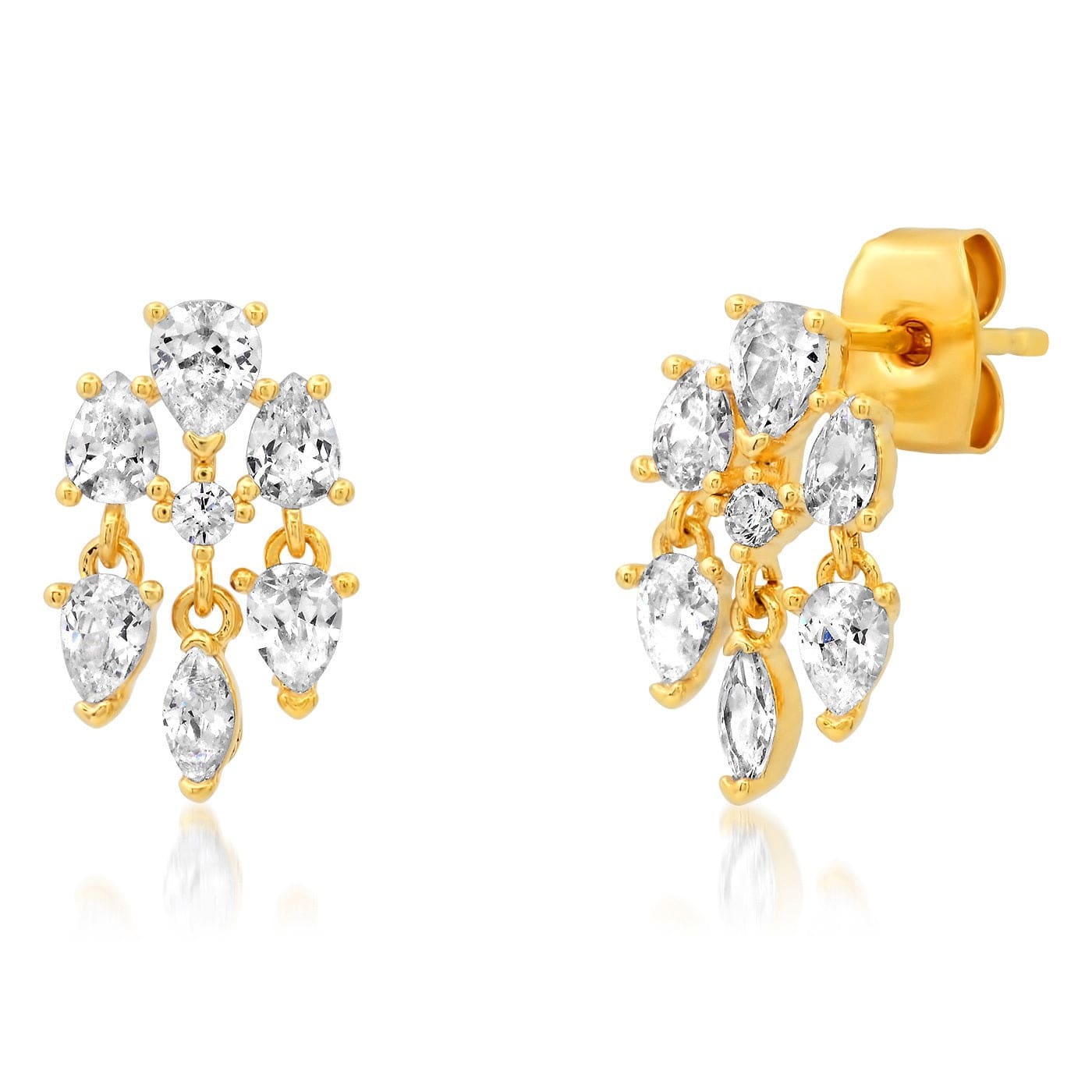 TAI JEWELRY Earrings CZ Cluster Stud With Dangles
