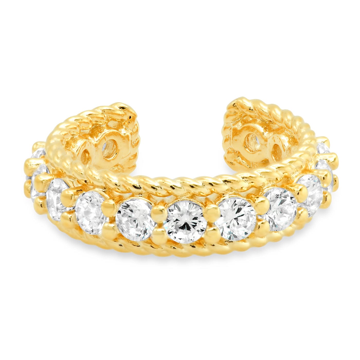 TAI JEWELRY | CZ Ear Cuff with Twisted Rope Accents | Earrings |
