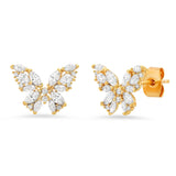 TAI JEWELRY Earrings CZ Encrusted Butterfly Studs