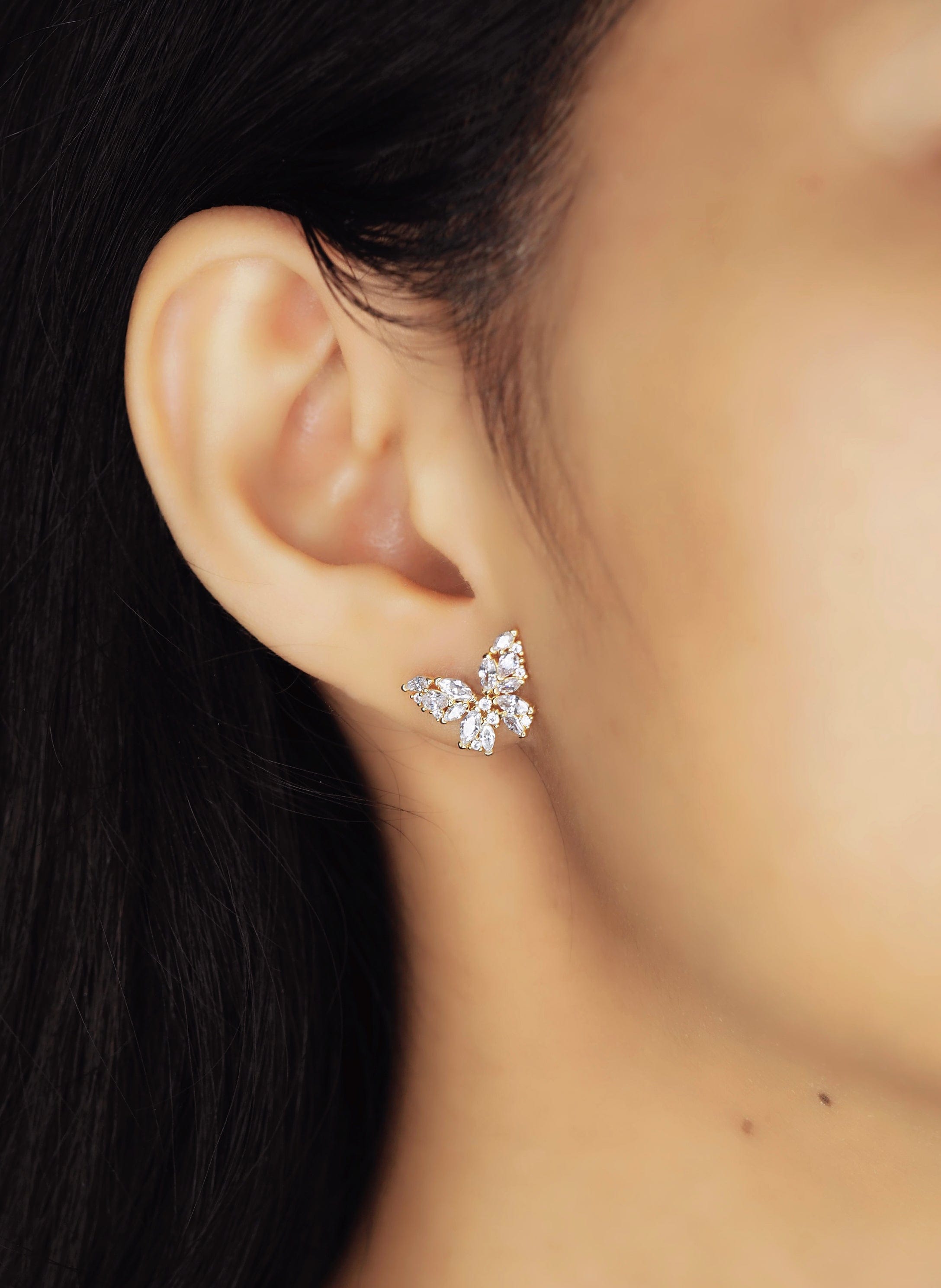 TAI JEWELRY | CZ Encrusted Butterfly Studs | Earrings |