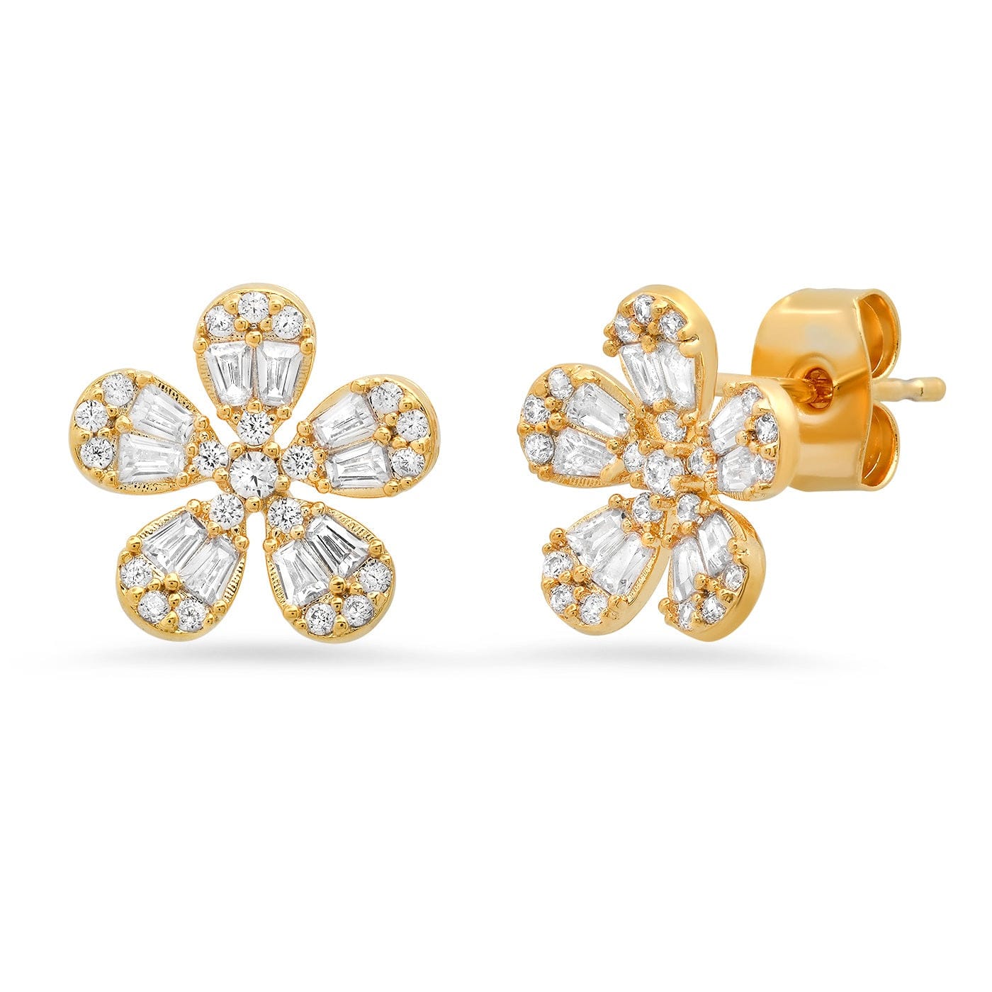 TAI JEWELRY | CZ Encrusted Flower Studs | Earrings |