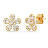 TAI JEWELRY | CZ Encrusted Flower Studs | Earrings |