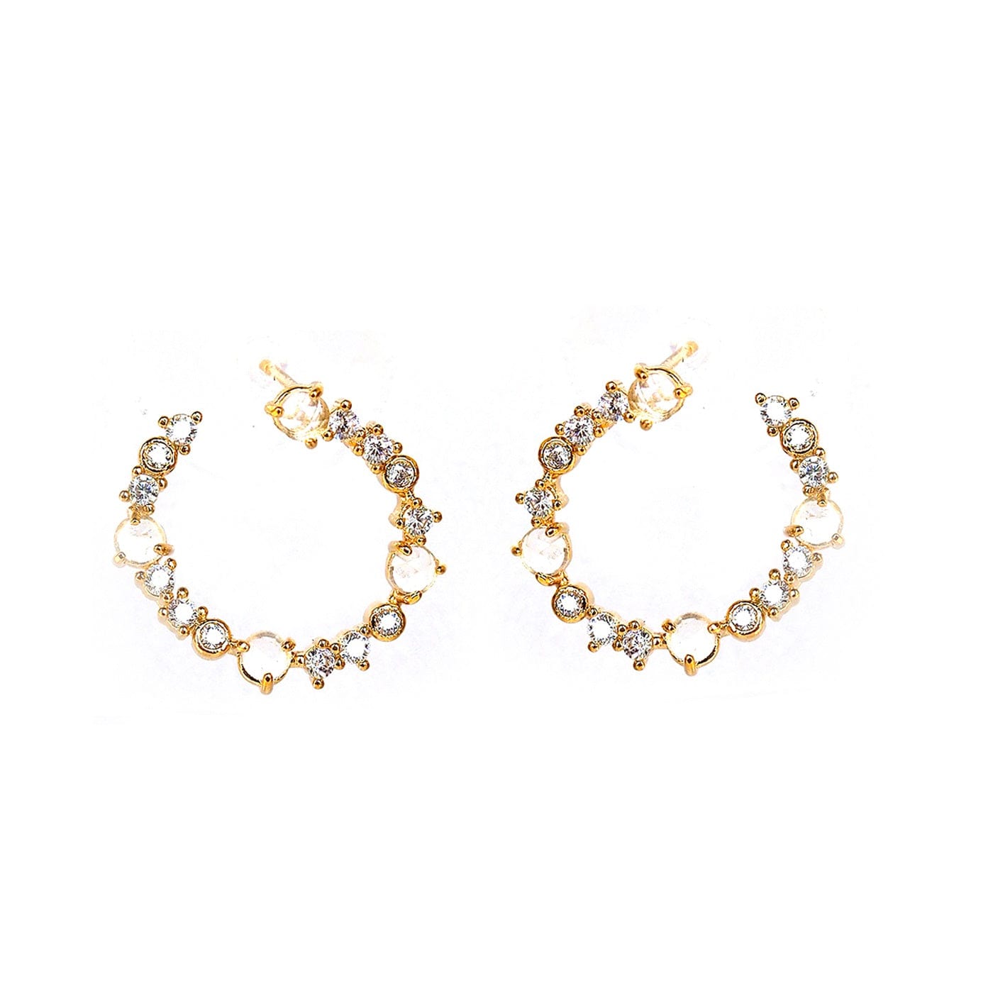 TAI JEWELRY Earrings Cz Encrusted Front/Back Hoop