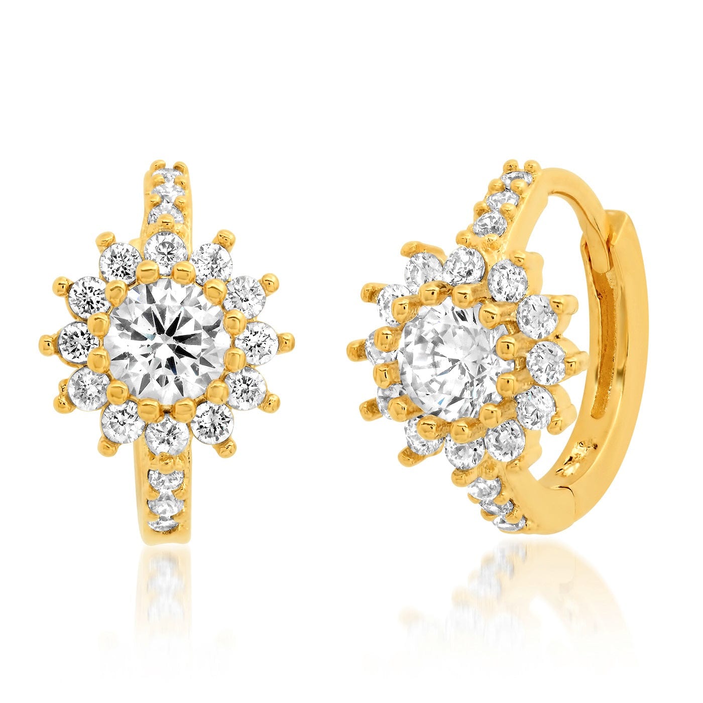 TAI JEWELRY Earrings Cz Flower Huggie