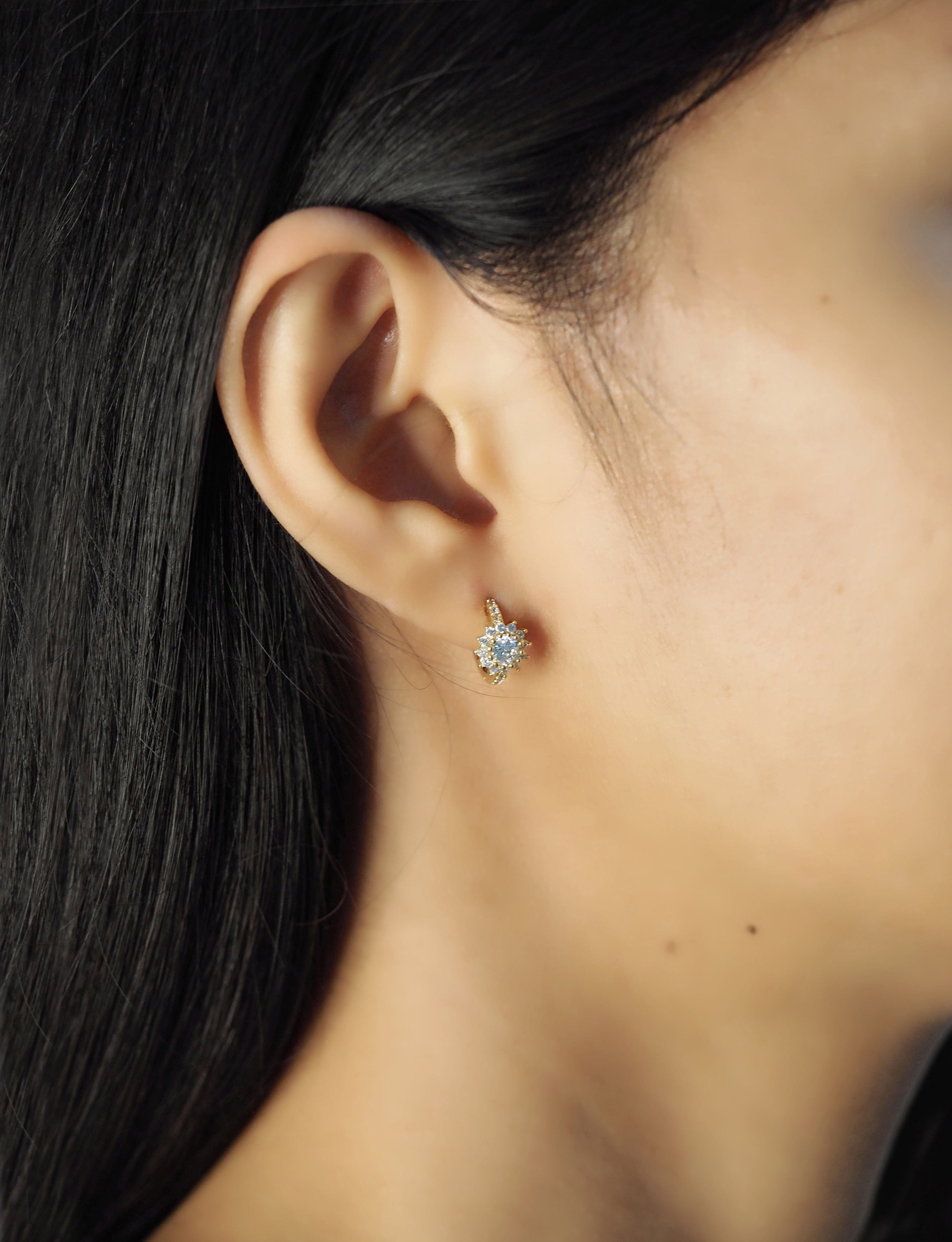 TAI JEWELRY Earrings Cz Flower Huggie