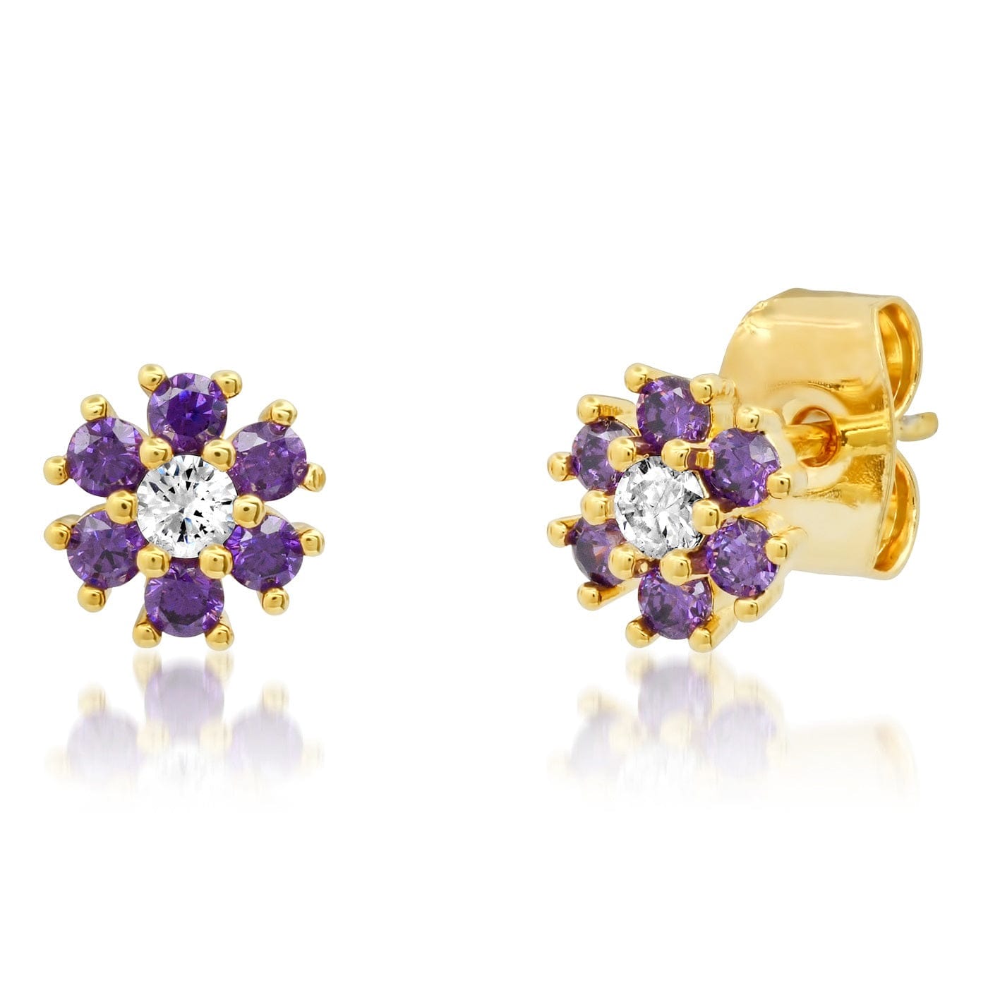 TAI JEWELRY | CZ Flower Stud Earrings with Jewel Center | Earrings |
