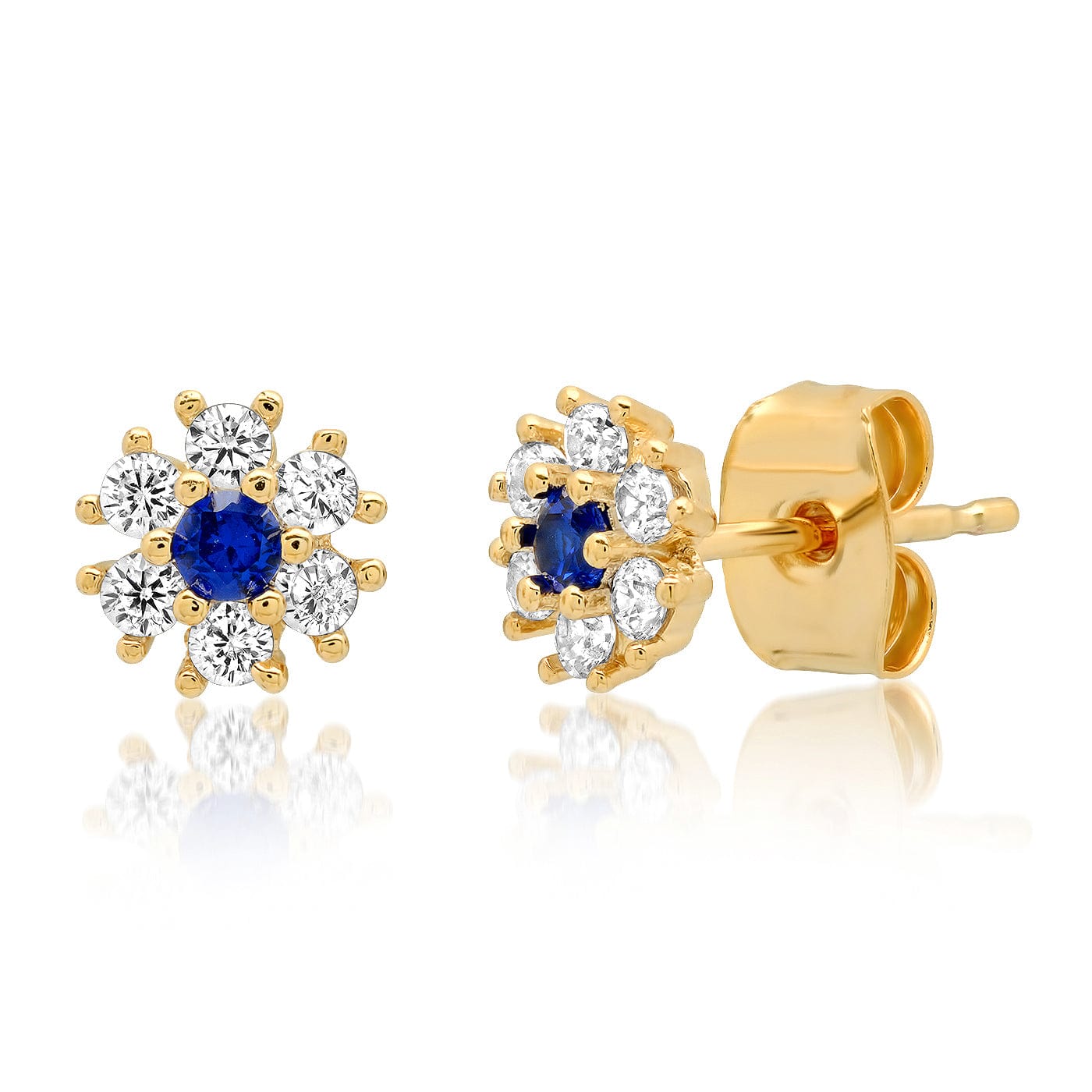 TAI JEWELRY | CZ Flower Stud Earrings with Jewel Center | Earrings |