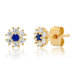 TAI JEWELRY | CZ Flower Stud Earrings with Jewel Center | Earrings |