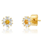 TAI JEWELRY | CZ Flower Stud Earrings with Jewel Center | Earrings |