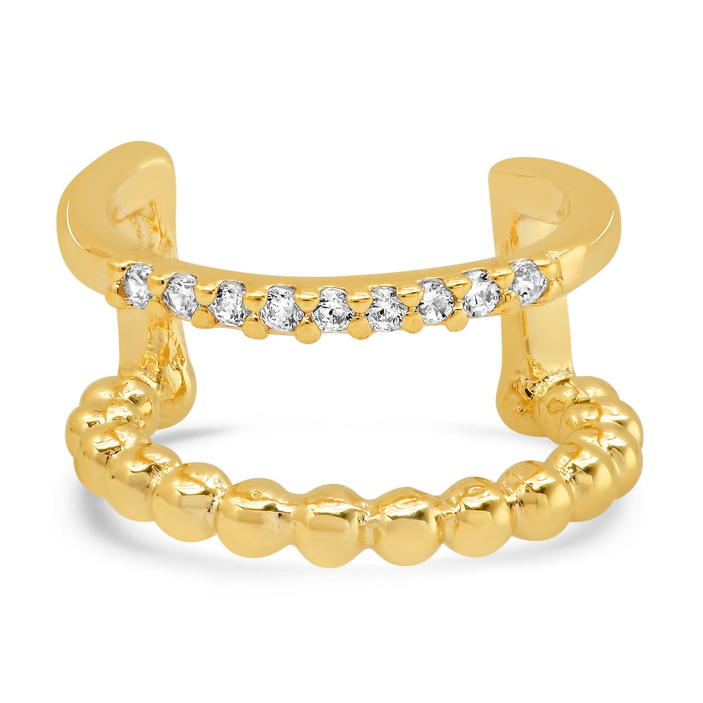 TAI JEWELRY | CZ Gold Ridged Ear Cuff | Earrings |