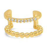 TAI JEWELRY | CZ Gold Ridged Ear Cuff | Earrings |