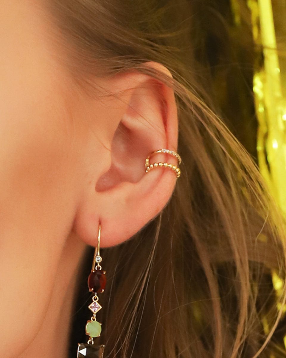 TAI JEWELRY | CZ Gold Ridged Ear Cuff | Earrings |