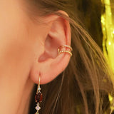 TAI JEWELRY Earrings CZ Gold Ridged Ear Cuff