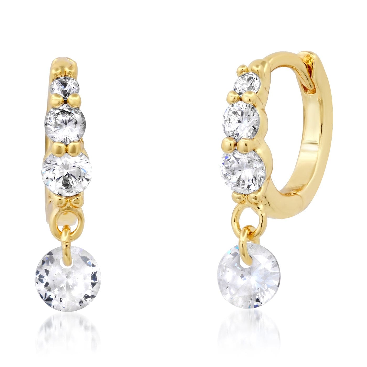 TAI JEWELRY | CZ Huggie with Floating CZ Charm | Earrings |