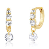 TAI JEWELRY | CZ Huggie with Floating CZ Charm | Earrings |