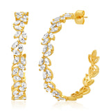 TAI JEWELRY Earrings CZ Leaf Hoops