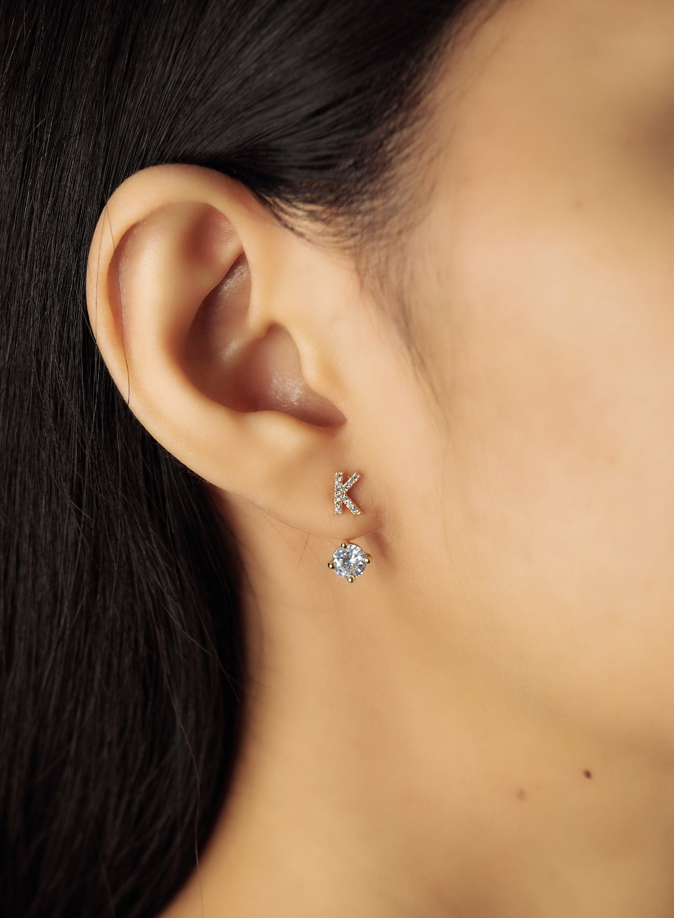 TAI JEWELRY Earrings CZ Monogram Ear Jacket
