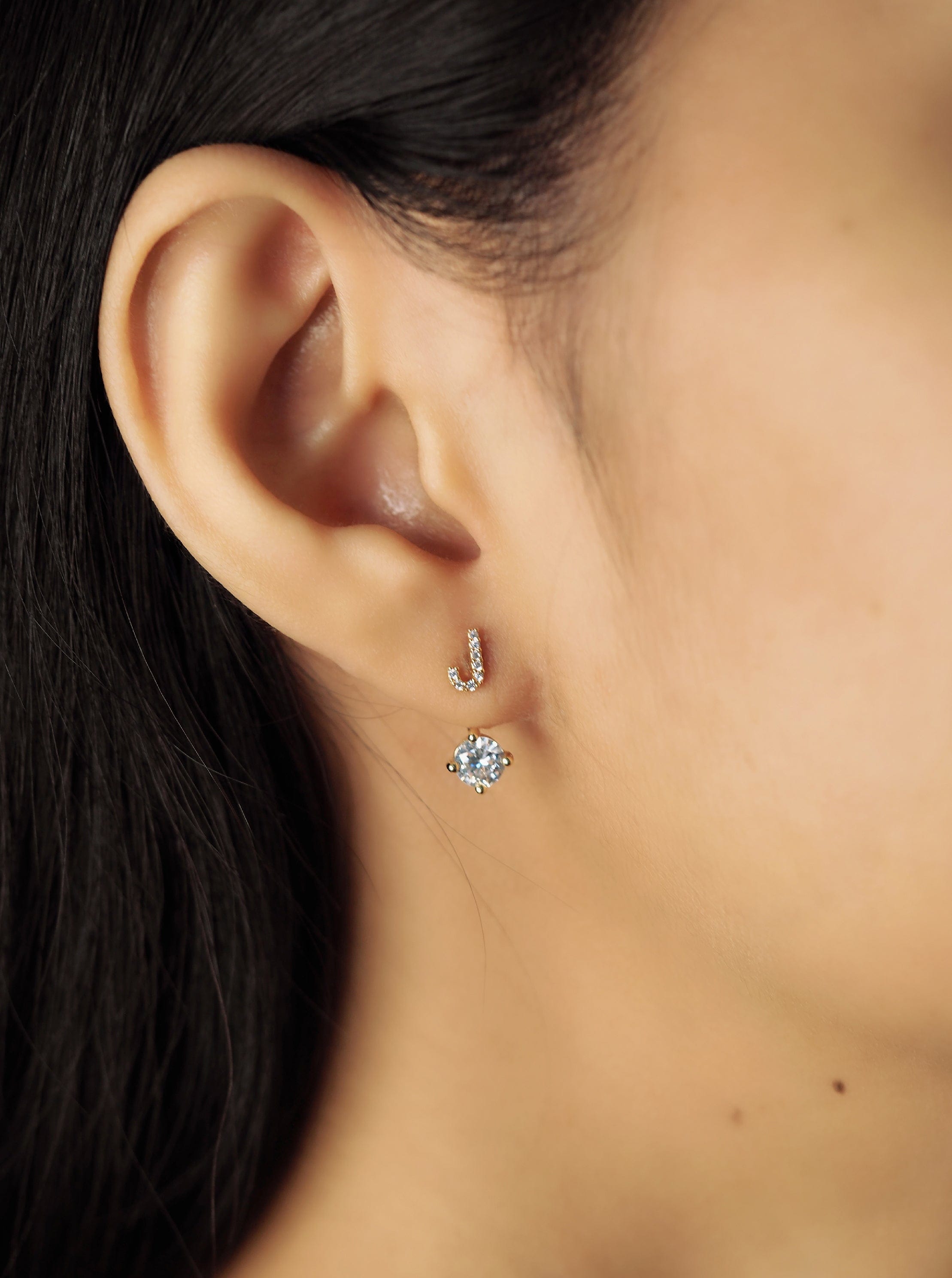 TAI JEWELRY Earrings CZ Monogram Ear Jacket