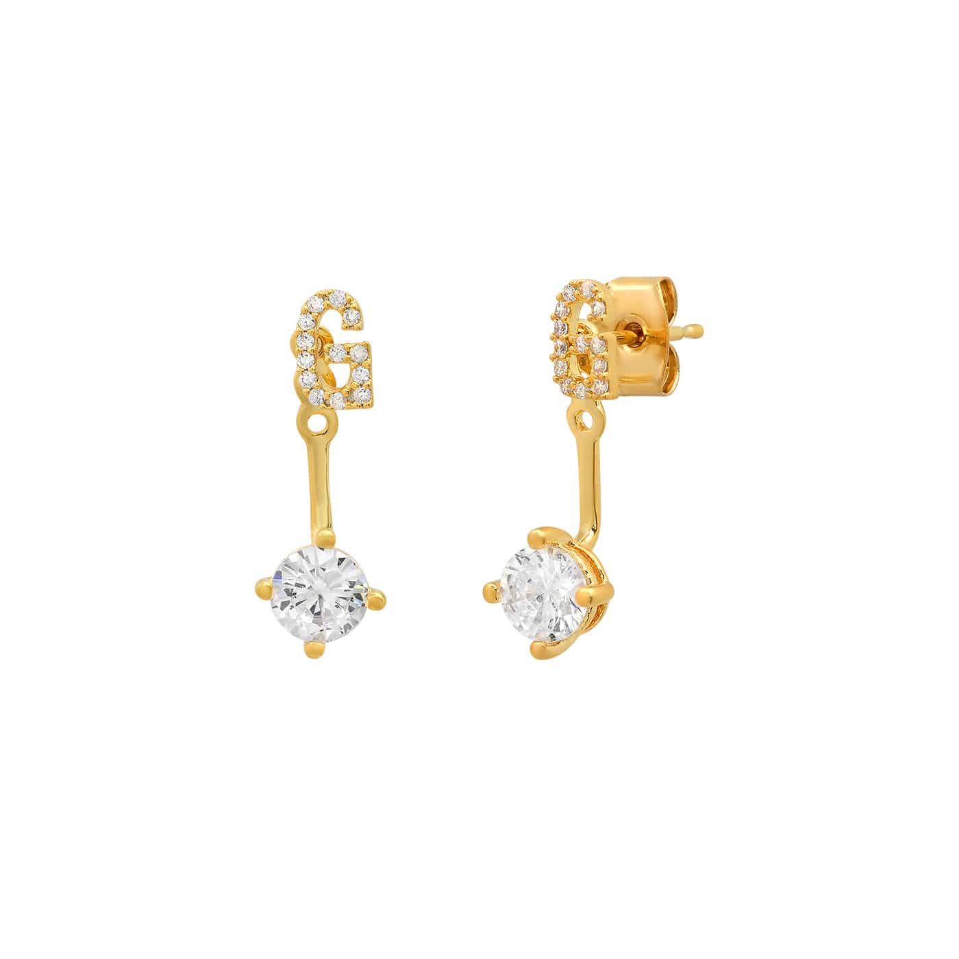 TAI JEWELRY Earrings G CZ Monogram Ear Jacket