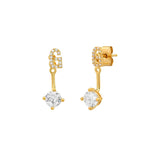 TAI JEWELRY Earrings G CZ Monogram Ear Jacket