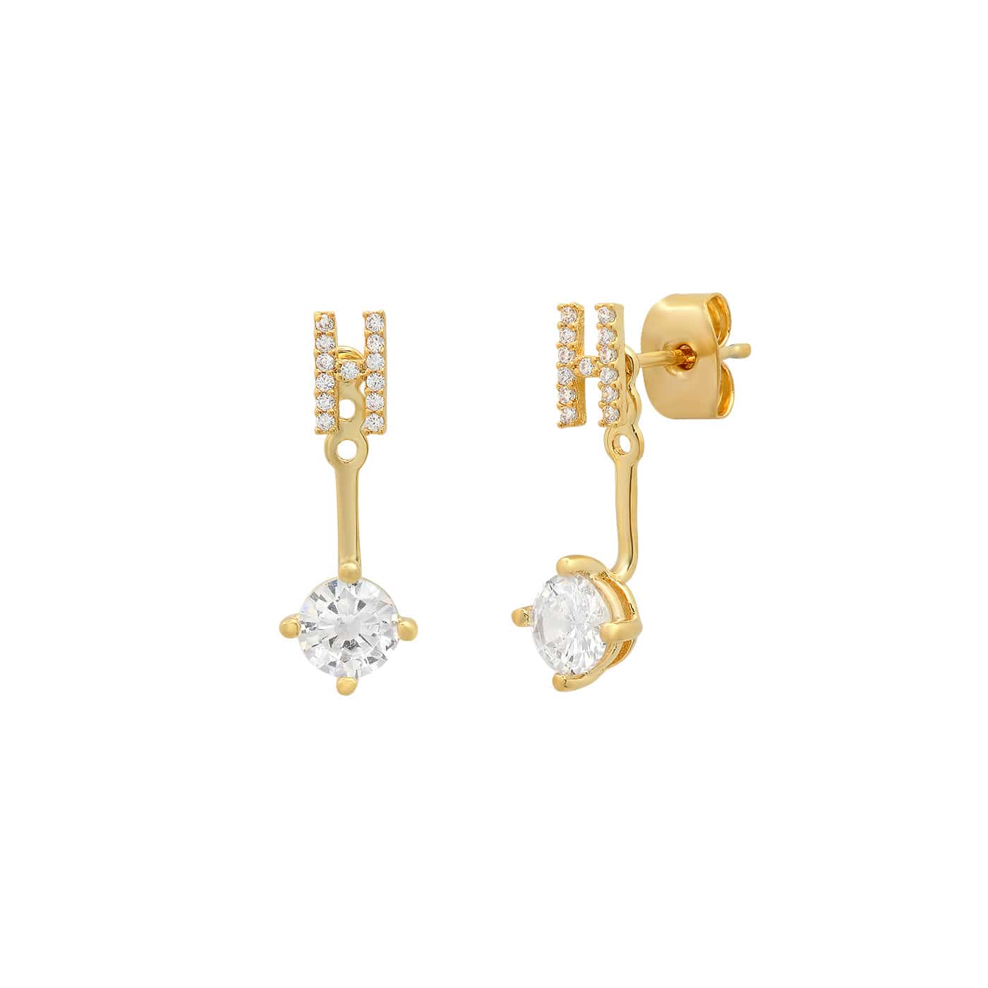 TAI JEWELRY Earrings H CZ Monogram Ear Jacket