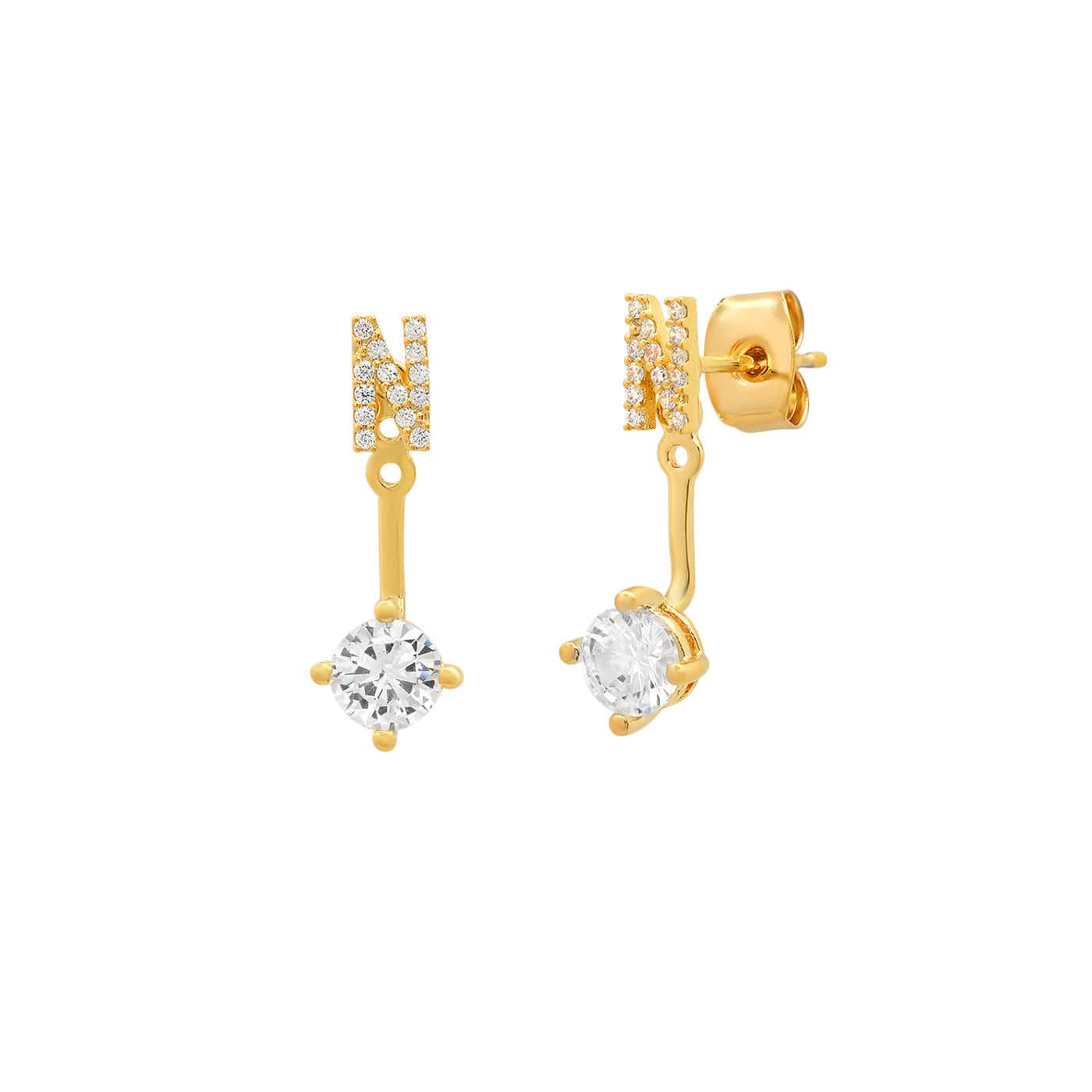 TAI JEWELRY Earrings N CZ Monogram Ear Jacket