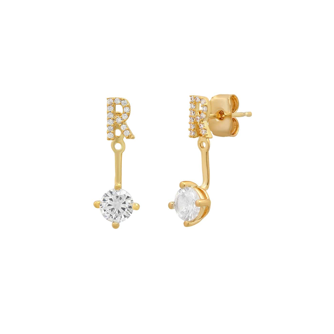 TAI JEWELRY Earrings R CZ Monogram Ear Jacket