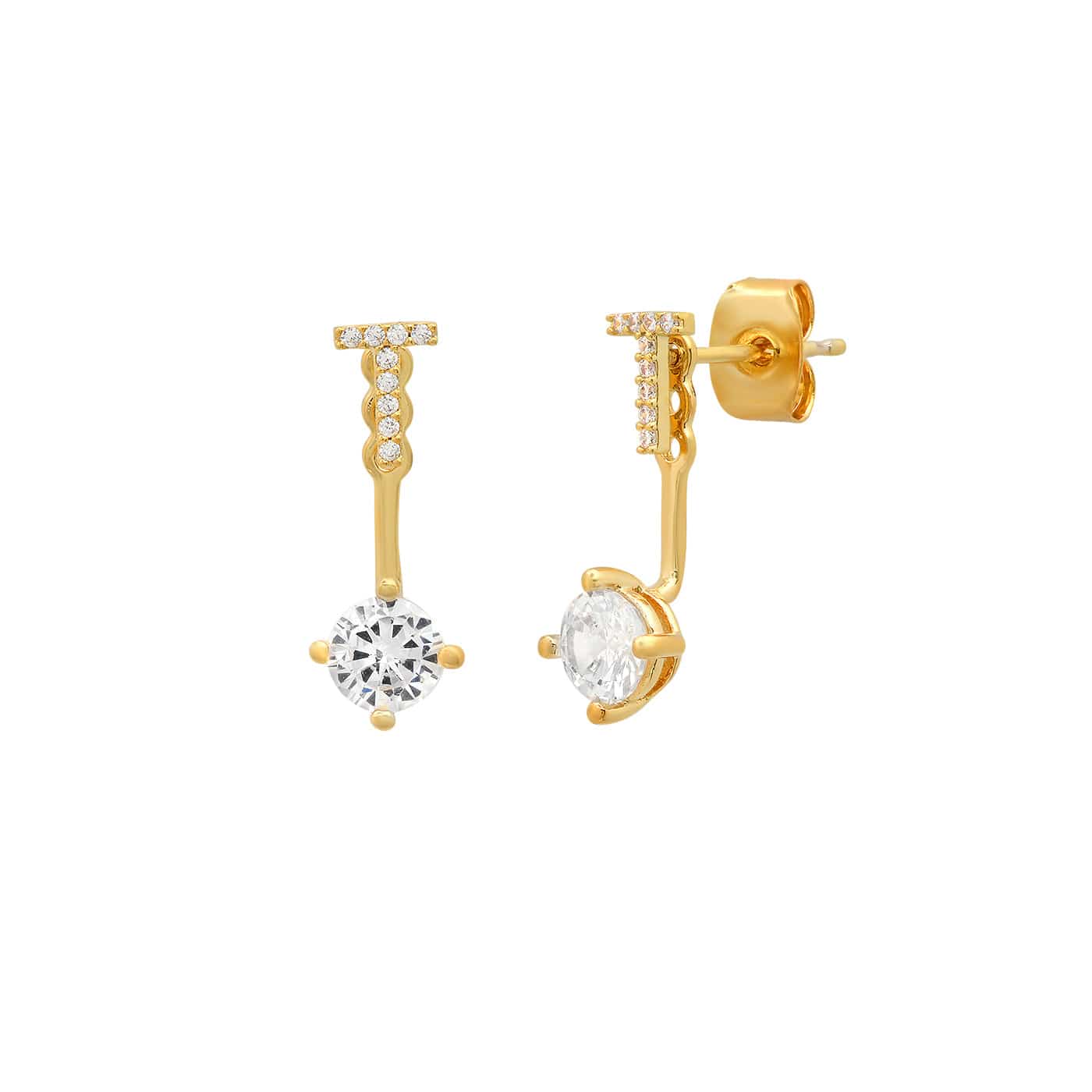 TAI JEWELRY Earrings T CZ Monogram Ear Jacket