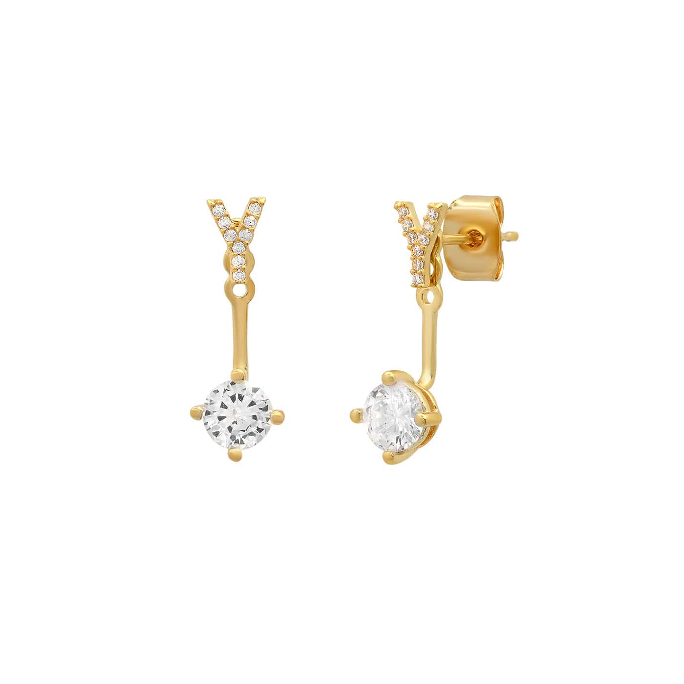 TAI JEWELRY Earrings Y CZ Monogram Ear Jacket