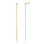 TAI JEWELRY Earrings CZ Post with Long Linear Chain