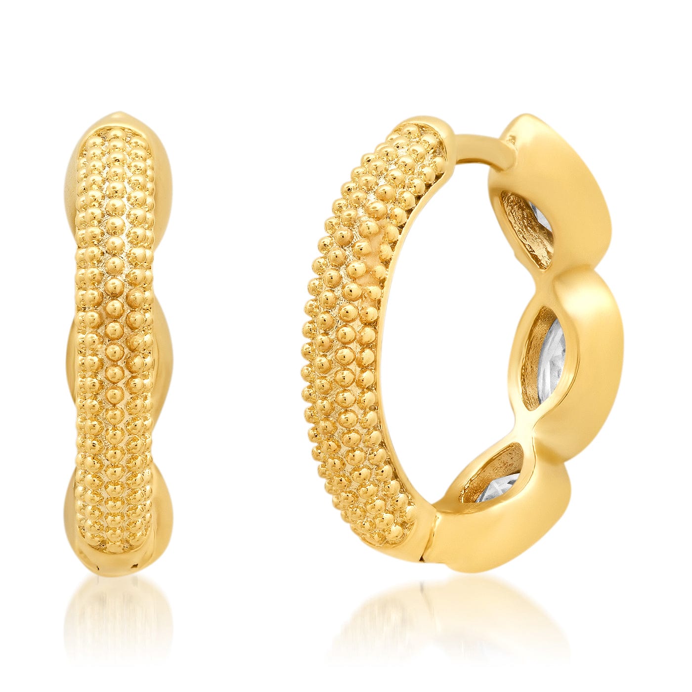 TAI JEWELRY Earrings CZ Reversible Huggies