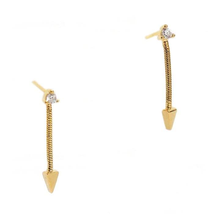 TAI JEWELRY Earrings Cz With Snake Chain Drop And Triangle Detail