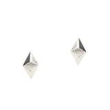 TAI JEWELRY Earrings Silver Diamond Pyramid Studs With Pave Cz Accents