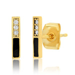 TAI JEWELRY Earrings Black Domino Bars With Cz Studs